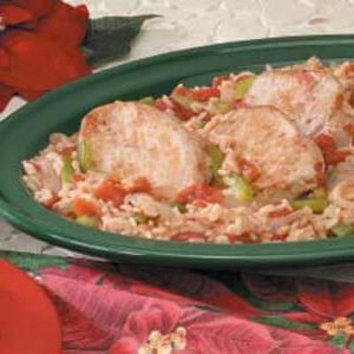 Eintopf Schweinefleisch und Reis