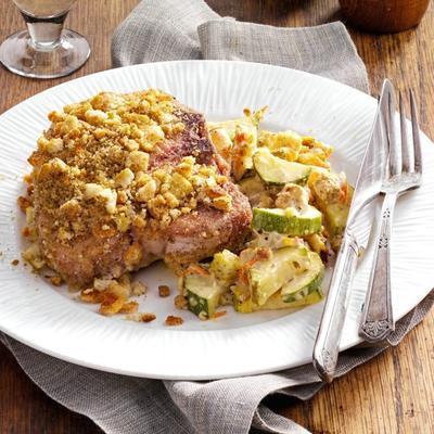 Zucchini Schweinekotelett Abendessen