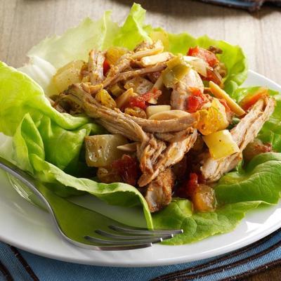 Schweinefleisch Picadillo Salat Wraps