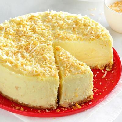 weißer Schokoladen-Kokos-Käsekuchen