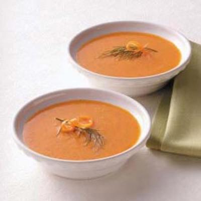 Kräuterkarotten und geröstete Paprikasuppe