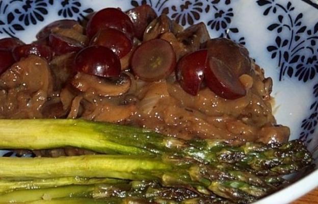 Kalbsschnitzel mit Trauben und Champignons